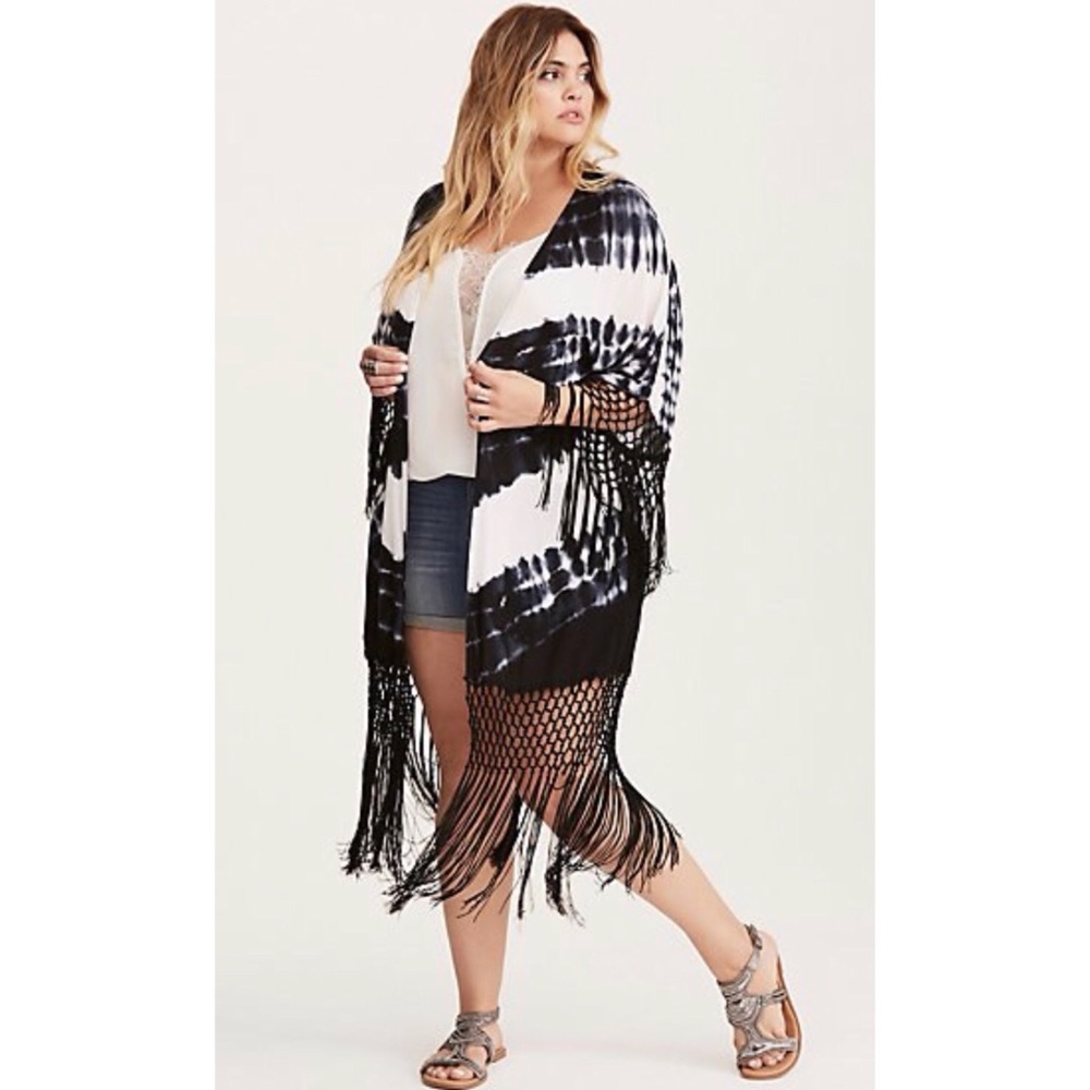 Brand new tie dye fringe Torrid kimono